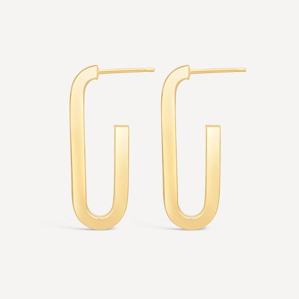 Silver & Yellow Gold Plated "J" Shaped Hoop Earrings image number 1