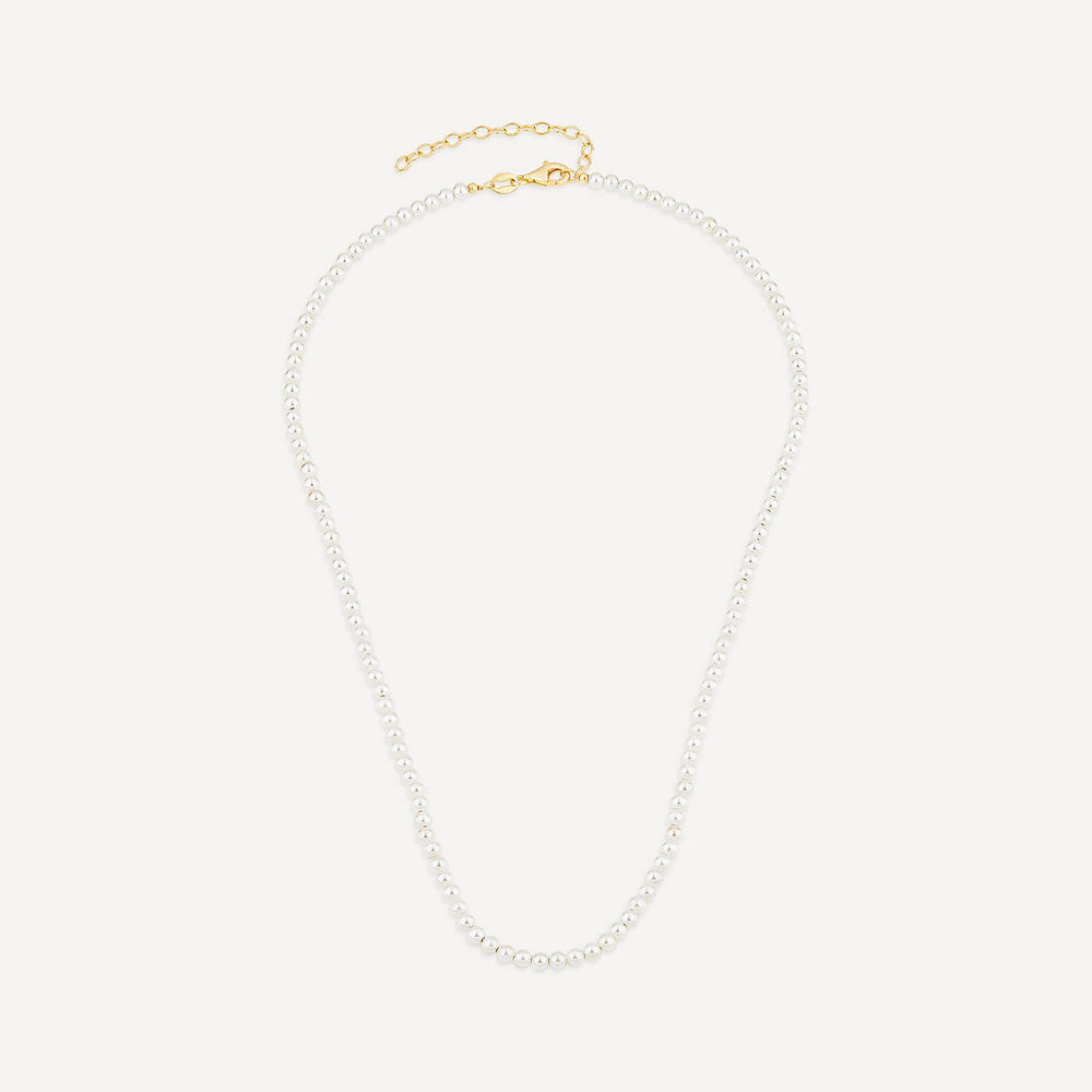 Silver & Gold Plated Pearl String Necklet image number 2