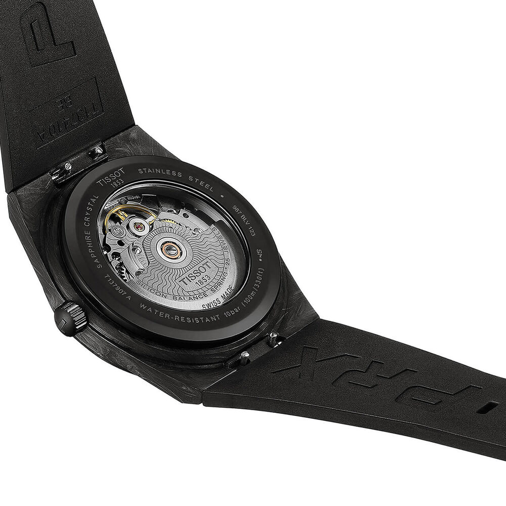 Tissot PRX Powermatic 80 40mm Black Dial Carbon Case Rubber Strap Watch image number 3