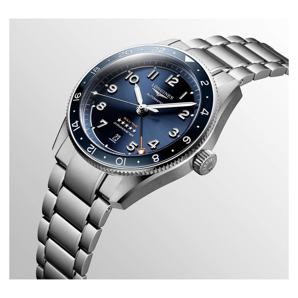 Longines Avigation Spirit Zulu 42mm Automatic Blue Dial Blue Bezel Steel Case Bracelet Watch image number 2