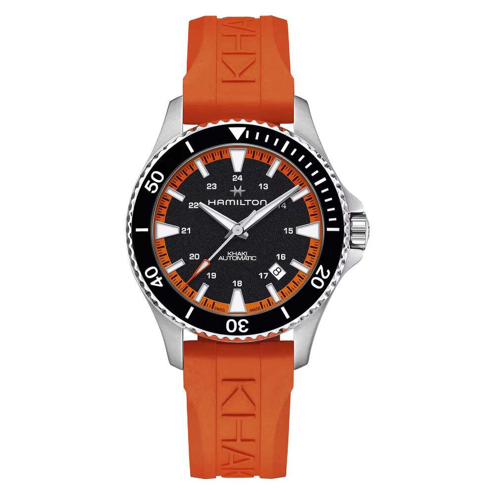 Hamilton Khaki Navy Scuba 40mm Black Dial & Bezel Orange Rubber Strap Watch image number 0