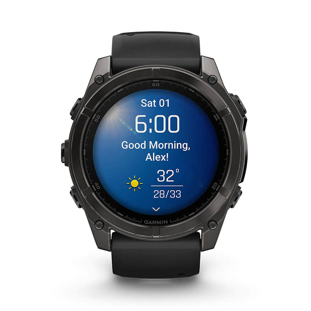 Garmin fenix® 8 AMOLED 51mm Carbon Grey DLC Titanium Case Black Pebble Grey Silicon Strap Watch image number 10