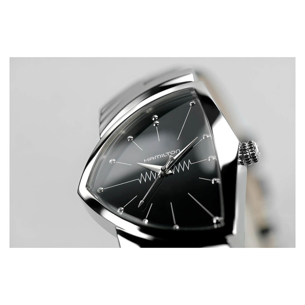 Hamilton Ventura Quartz 32mm Black Dial Steel Case Black Strap Watch image number 5