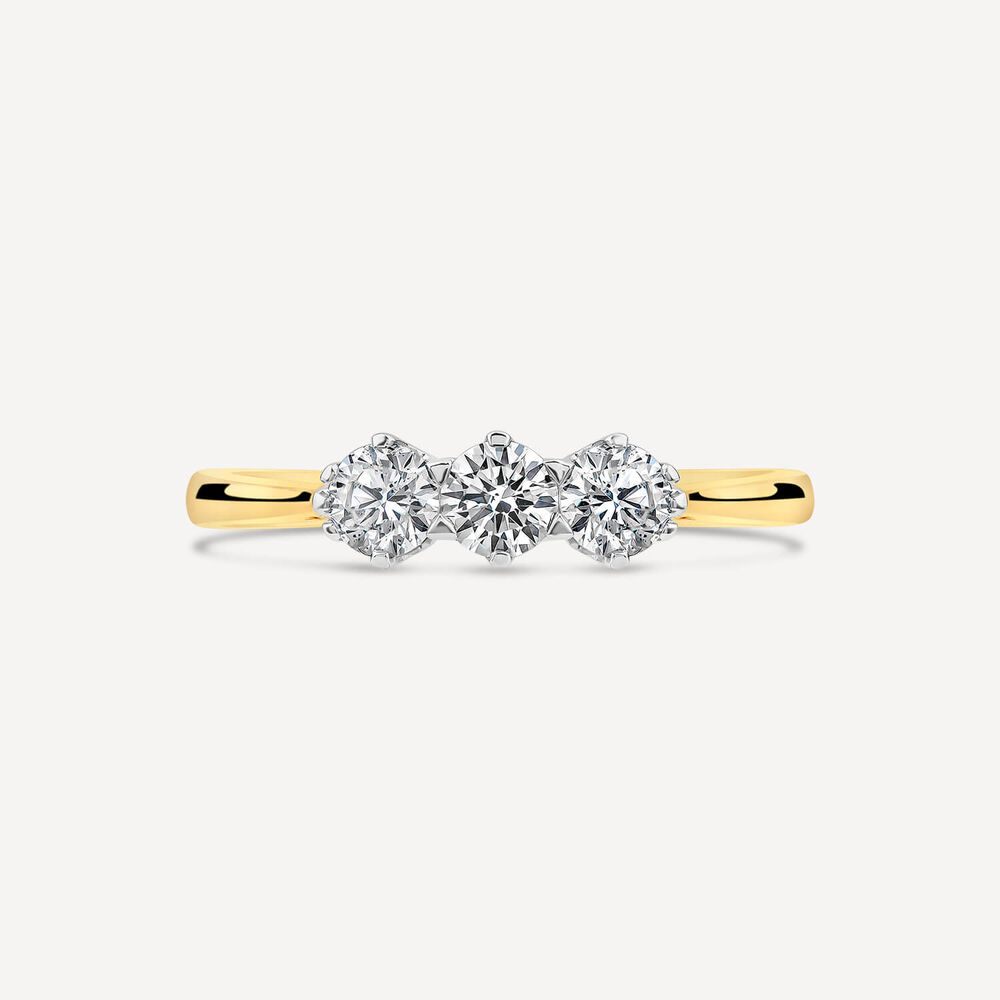 18ct Yellow Gold Three Stones 0.50ct Claw Set Diamond Ring