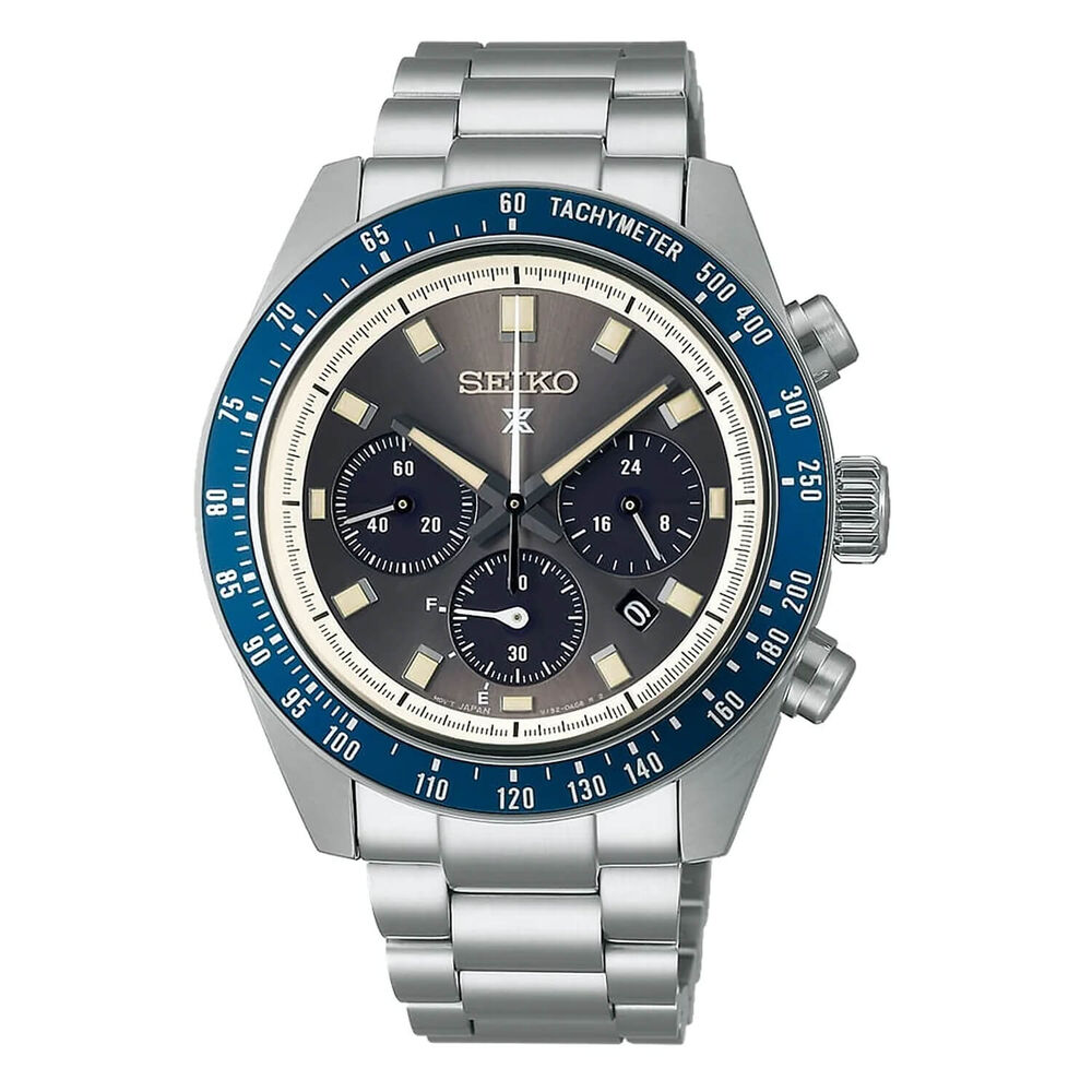 Seiko Prospex Grand Touring Solar Speedtimer 41.4mm Grey Dial Steel Bracelet Watch image number 0