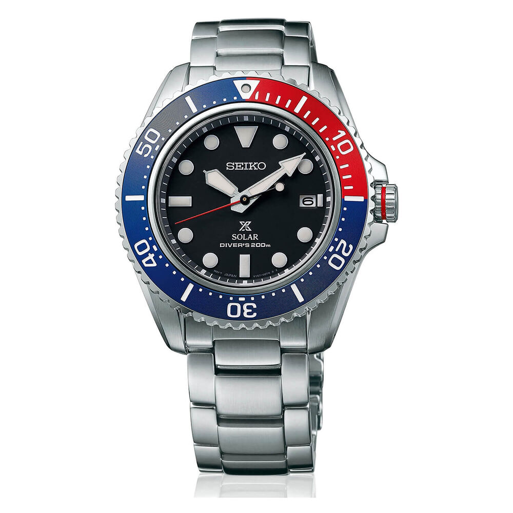 Seiko Prospex Divers 42.8mm Black Dial Blue & Red Bezel Bracelet Watch image number 0