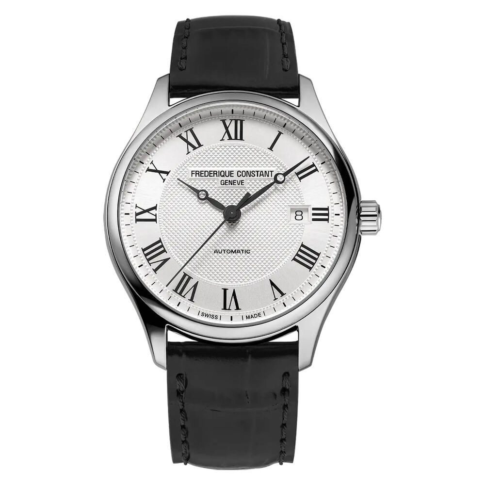 Frederique Constant Classics 40mm Silver Dial Black Leather Strap Watch