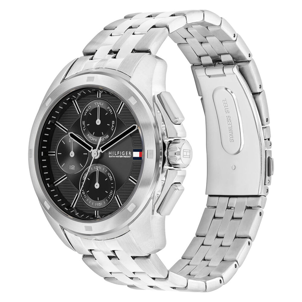 Tommy Hilfiger 44mm Black Dial Steel Bracelet Watch