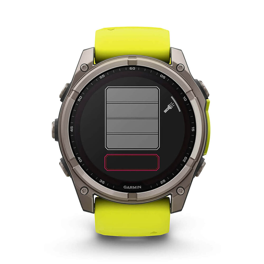 Garmin fenix® 8 Solar Sapphire 51mm Titanium Case Amp Yellow & Graphite Silicone Strap Watch image number 9