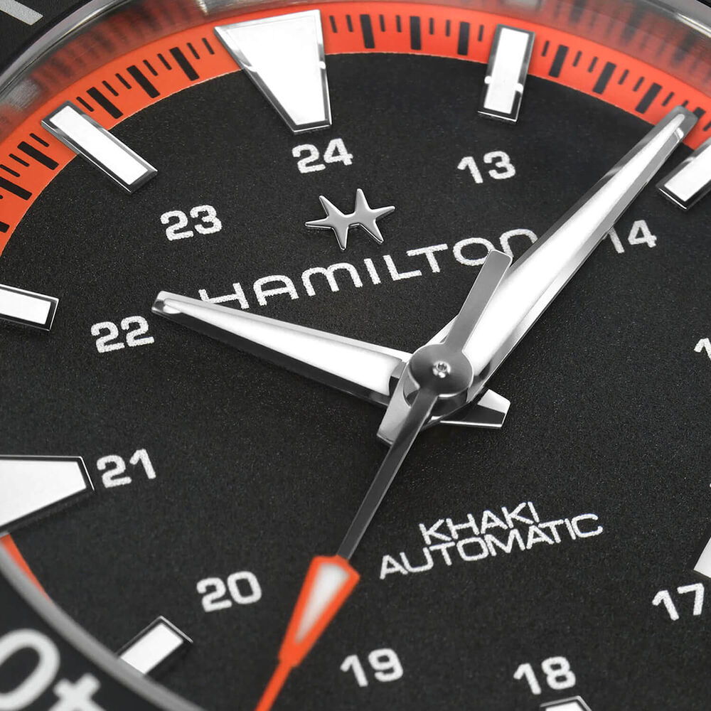 Hamilton Khaki Navy Scuba 40mm Black Dial & Bezel Orange Rubber Strap Watch image number 3