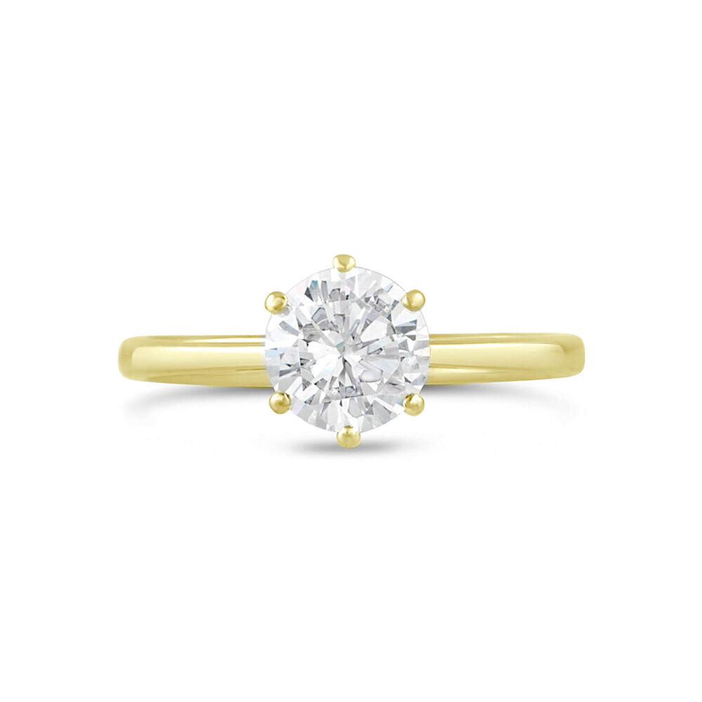 9ct Yellow Gold Cubic Zirconia Claw Set Solitaire Ring