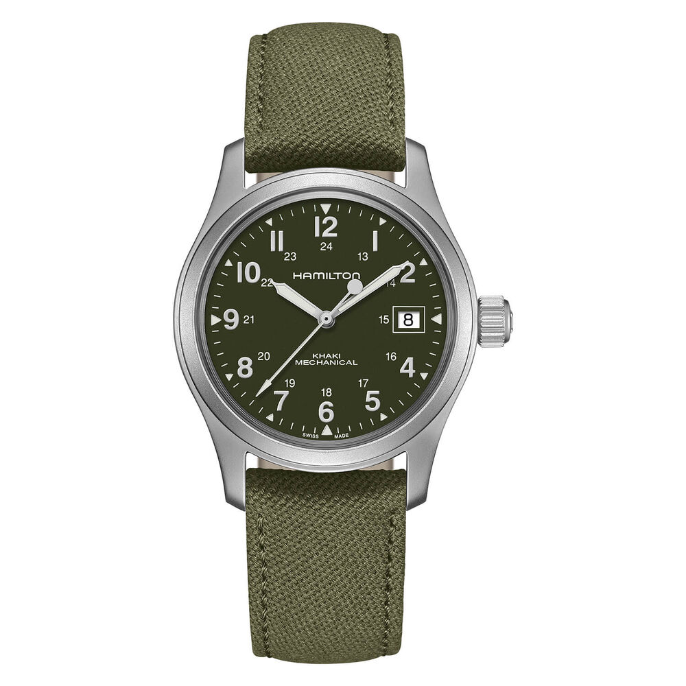 Hamilton Khaki Field Mechanical 38mm Green Steel Case Canvas Watch image number 0