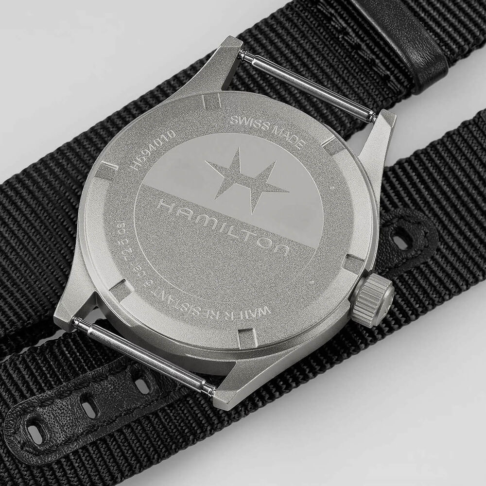 Hamilton Khaki Field Quartz 38mm Black Dial Steel Case Black Strap Watch image number 5