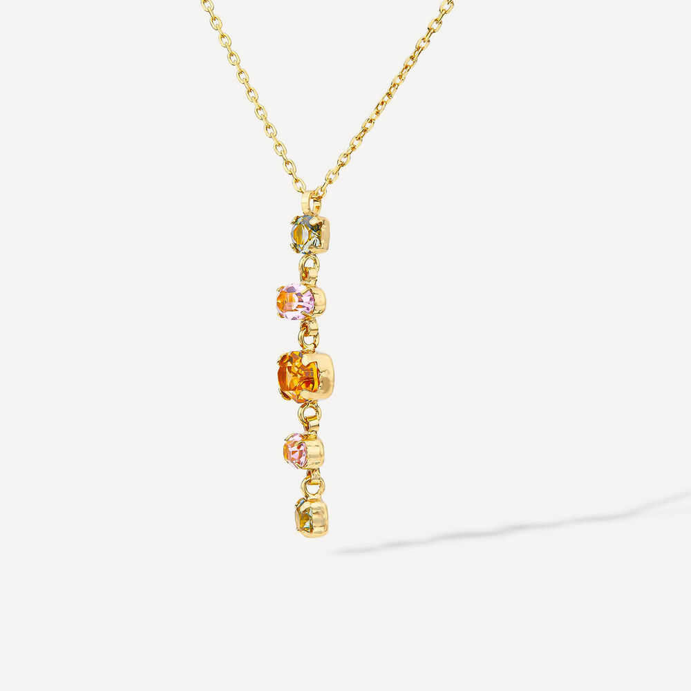 Silver & Yellow Gold Plated Coloured Stones Drop Pendant