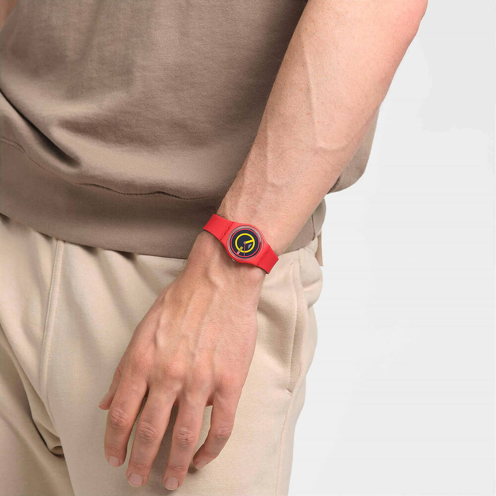 Swatch Concentric Red 34mm Red Strap Watch
