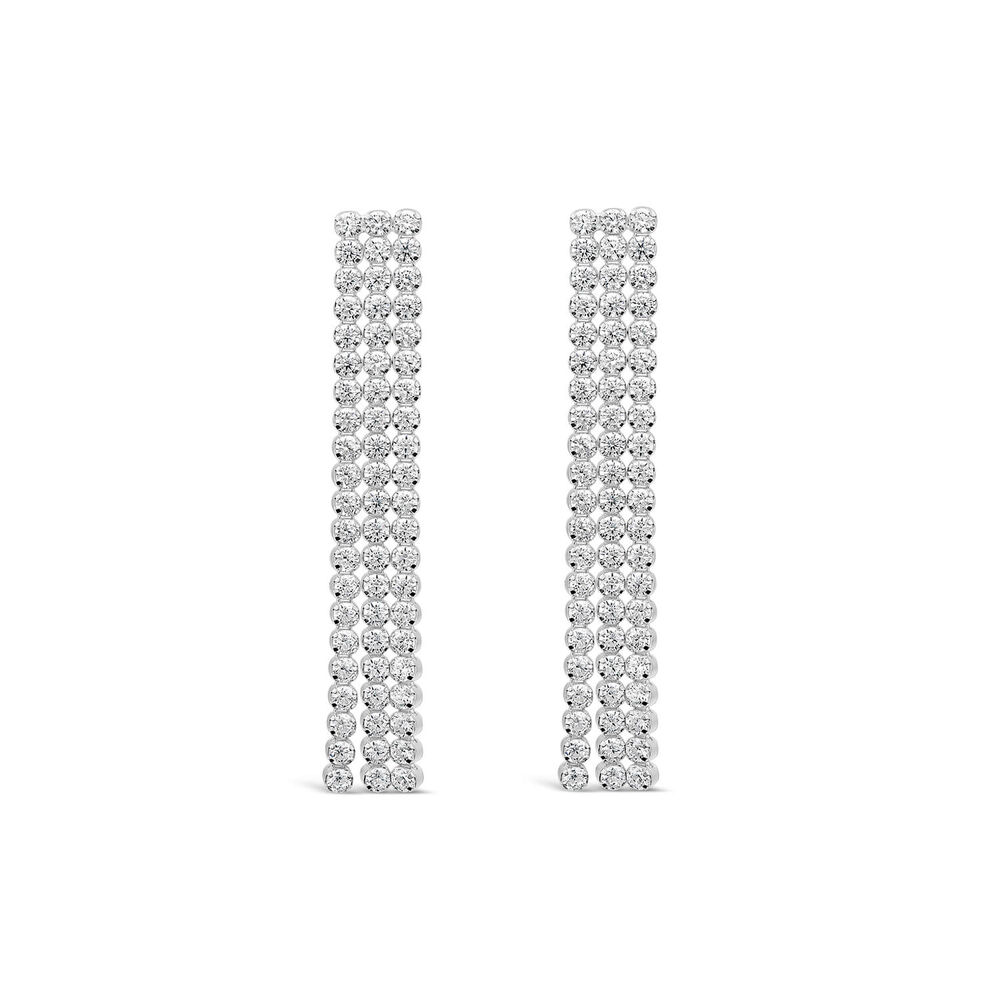 Sterling Silver Cubic Zirconia Tennis Drop Earrings image number 0