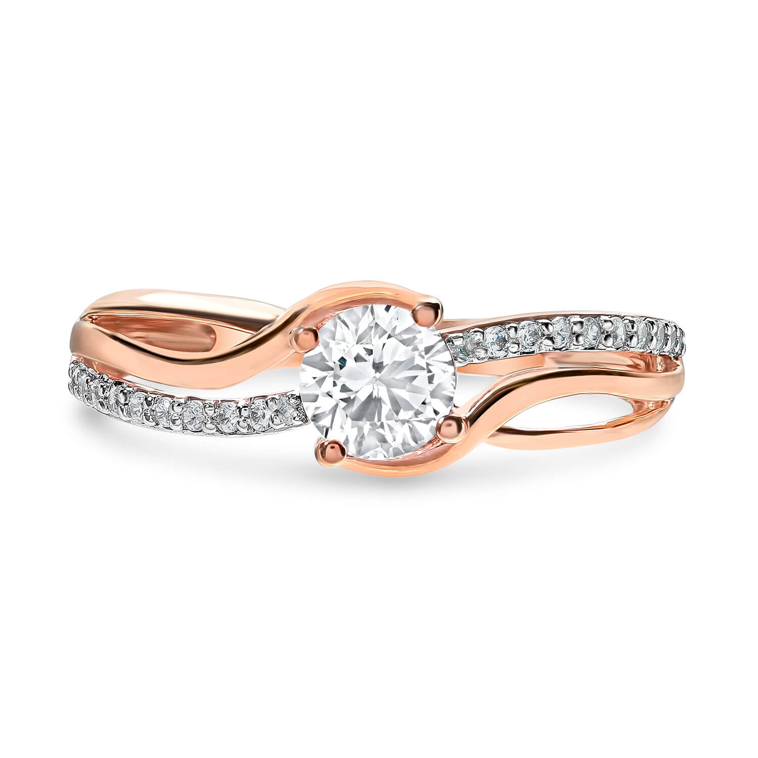 rose gold cubic zirconia solitaire engagement rings