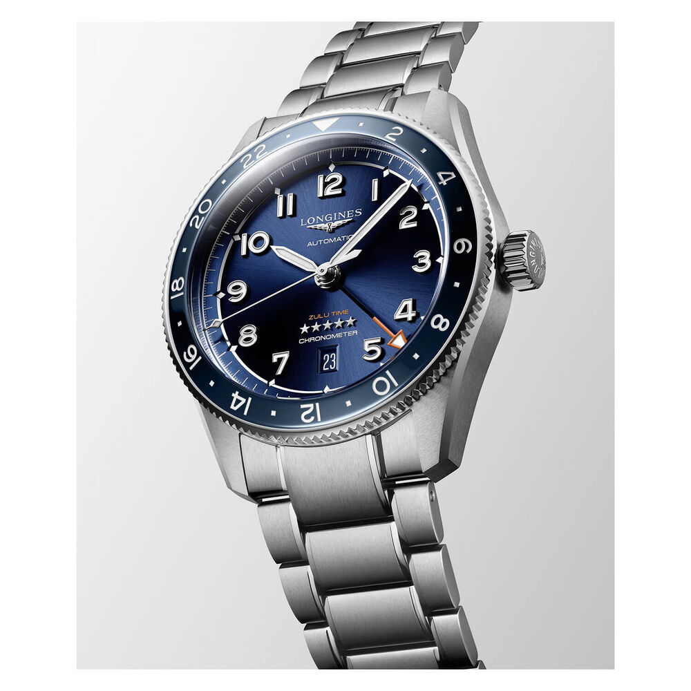 Longines Avigation Spirit Zulu 42mm Automatic Blue Dial Blue Bezel Steel Case Bracelet Watch image number 3