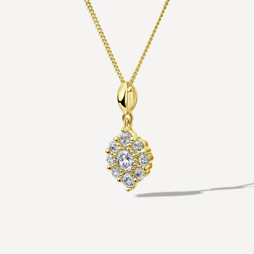 9ct Yellow Gold Cubic Zirconia Cluster Flame Pendant