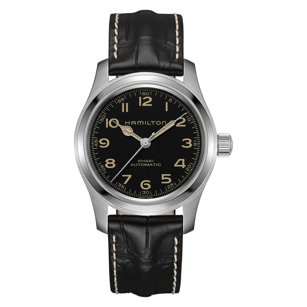 Hamilton Khaki Field Murph 42mm Black Dial Black Leather Strap image number 0