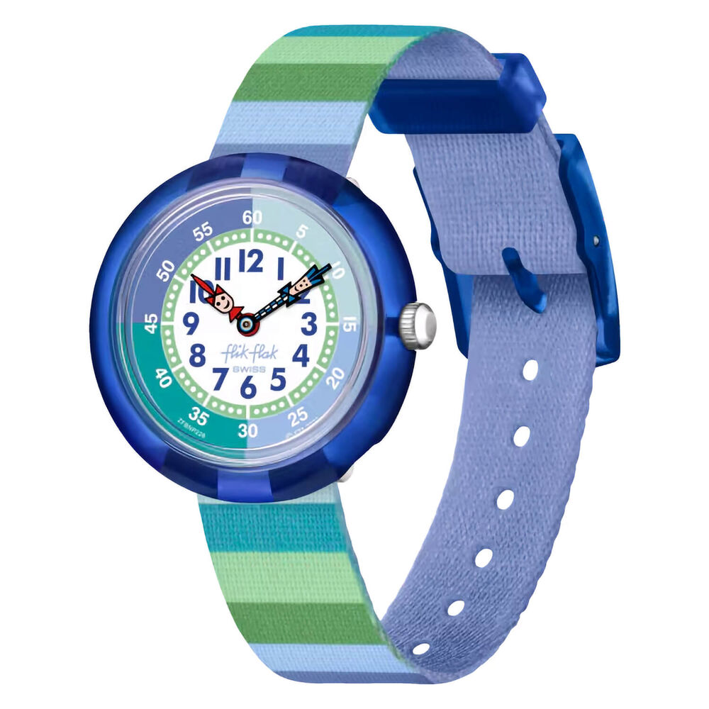 FLIK FLAK Stripy Green 31.85mm Quartz Kids Watch image number 0