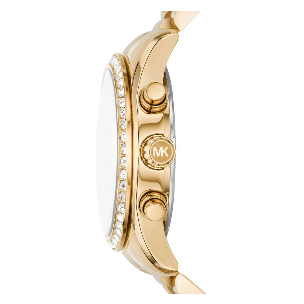Michael Kors Lexington Lux 38mm Brown Dial Yellow Gold Plated Bracelet Watch