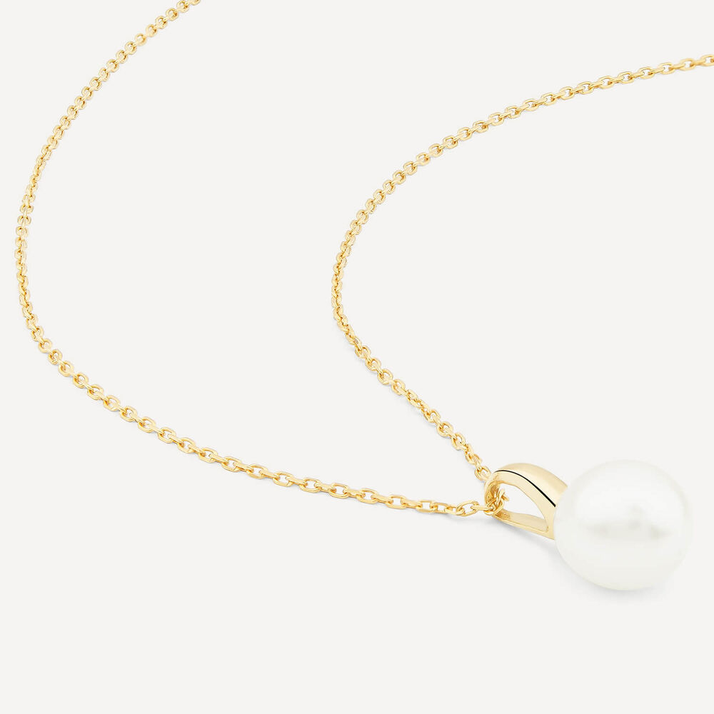 9ct Yellow Gold Polished Pearl Pendant (Chain Included) image number 3