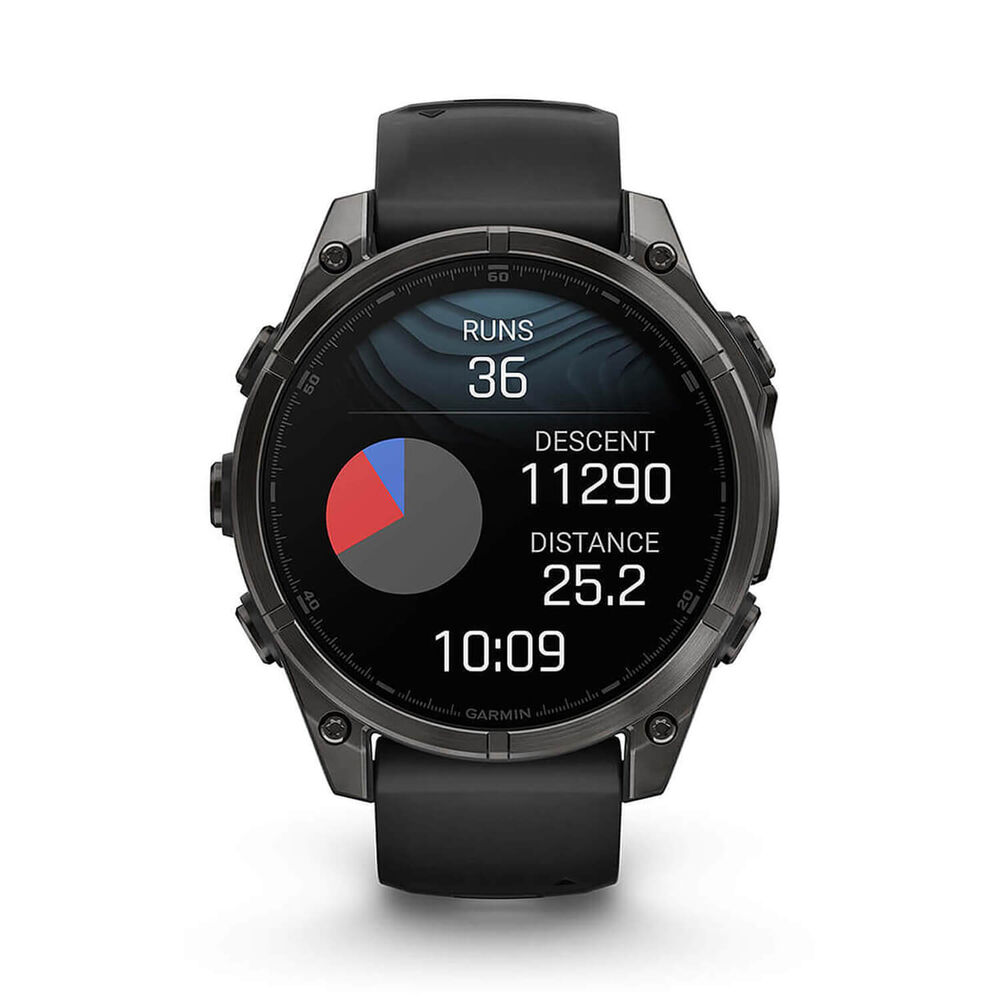 Garmin fenix® 8 AMOLED 47mm Carbon Grey DLC Titanium Case Black Pebble Grey Silicon Strap Watch image number 4