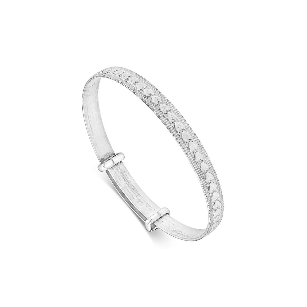 Sterling Silver Heart Design Baby Bangle