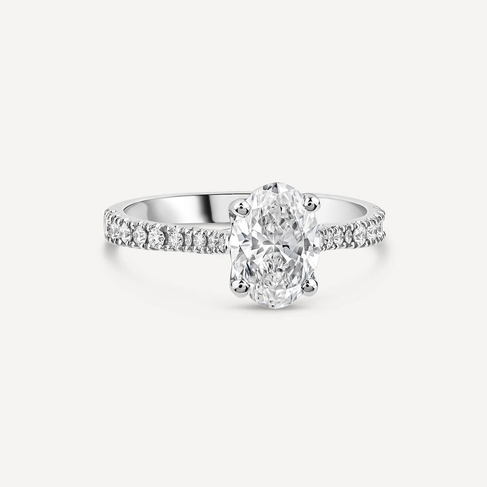 Born Platinum Lab Grown 1.20ct Oval & Diamond Sides Ring image number 2