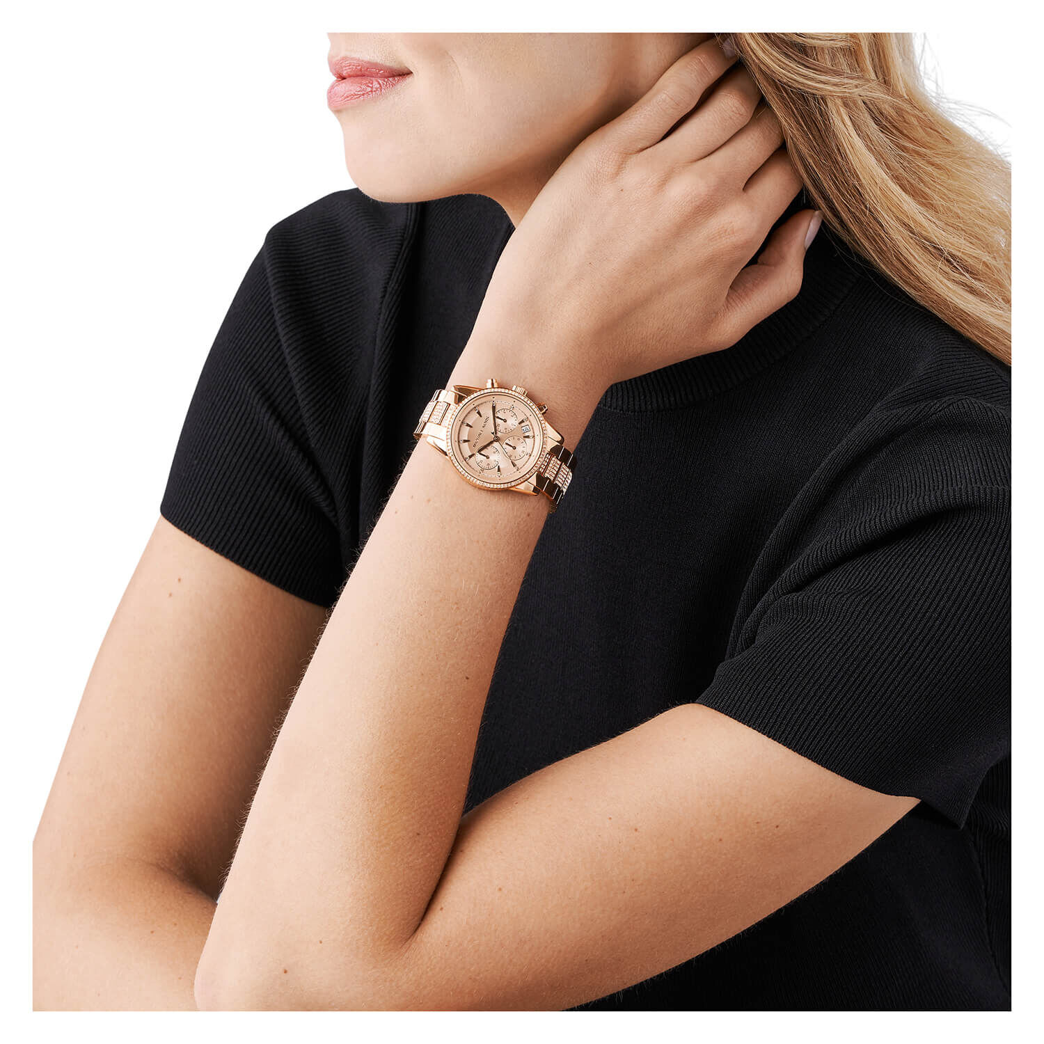 Michael Kors Womens Ritz Rose GoldTone Stainless Steel Bracelet Watch  Gift Set 33mm  Macys