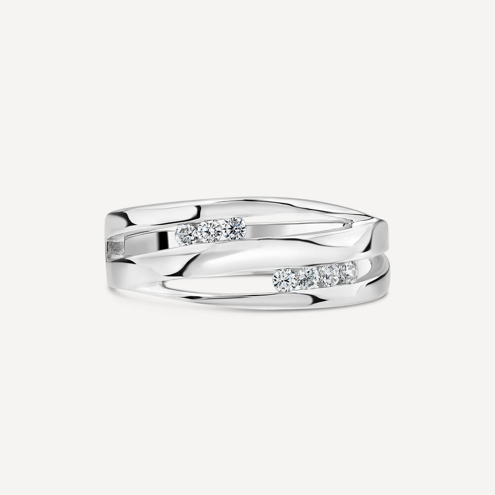 Sterling Silver Three Strands Cubic Zirconia Ring