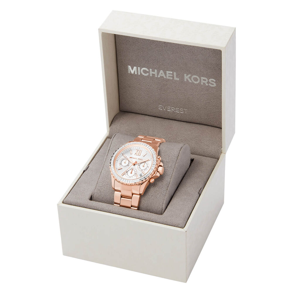 Michael Kors Everest 36mm Silver Chronograph Dial Rose Gold IP Case Bracelet Watch image number 5