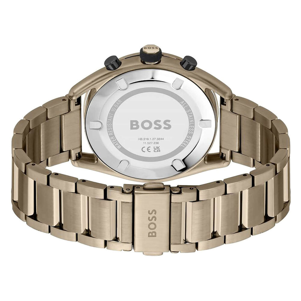 BOSS Center Court 44mm Black Chronograph Dial Beige IP Bracelet Watch
