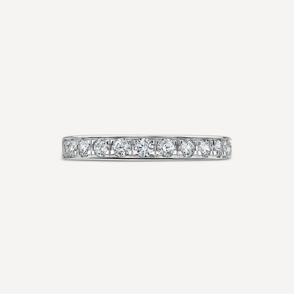 9ct White Gold 3mm 0.50ct Diamond Pave Set Wedding Ring image number 1