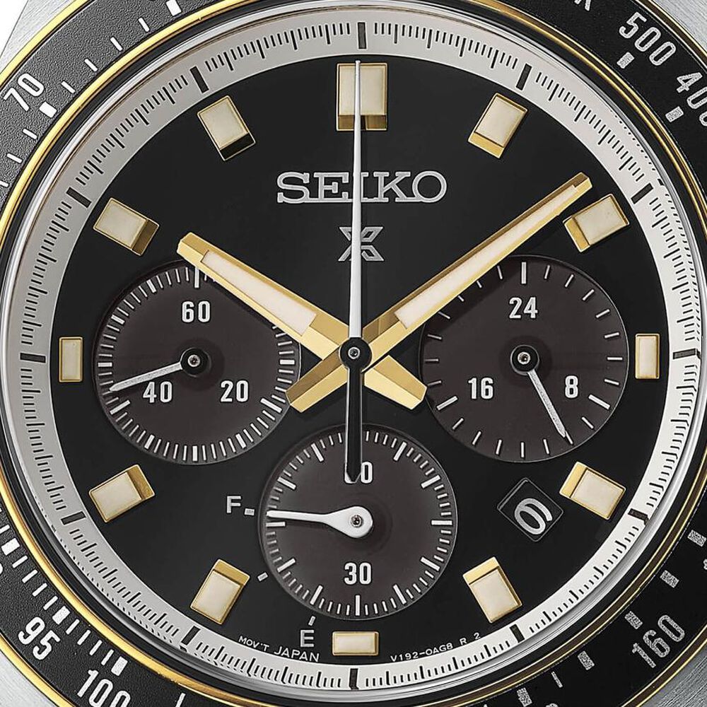 Seiko Prospex Circuit Race Solar Speedtimer 41.4mm Black Dial Steel Bracelet Watch