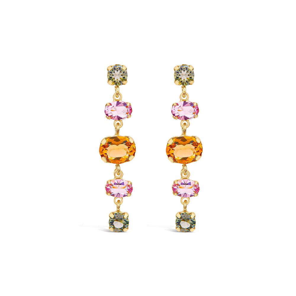 Silver & Yellow Gold Plated Coloured Stones Drop Earrings