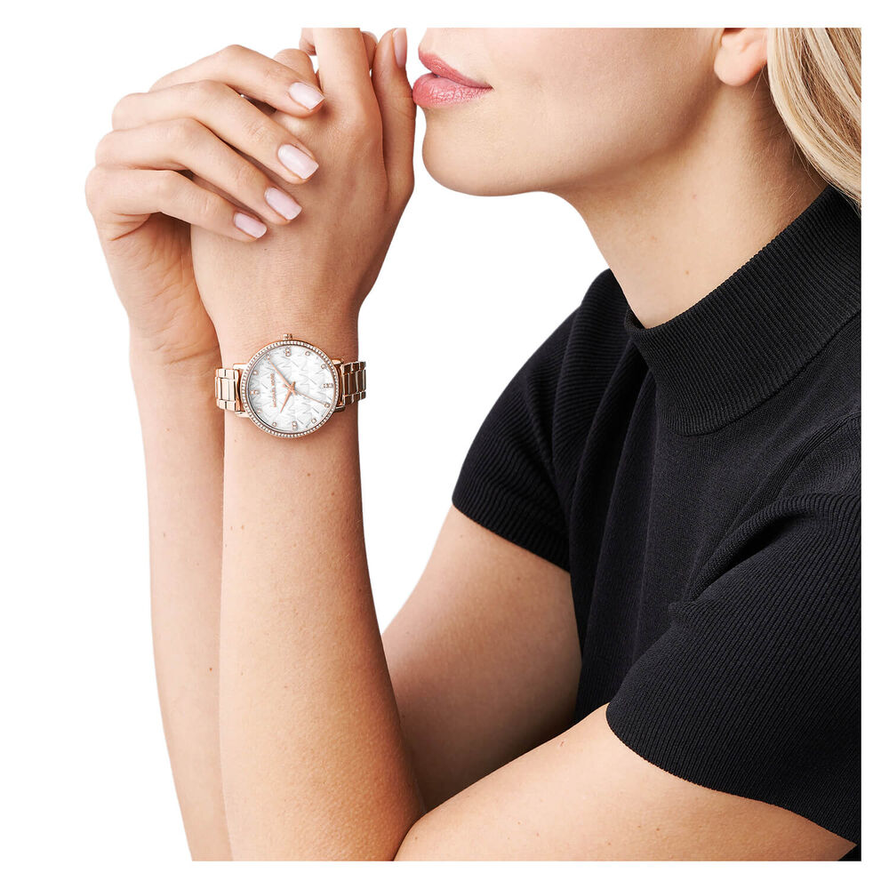 Michael Kors Pyper 39mm White Dial Rose Gold Bracelet Watch