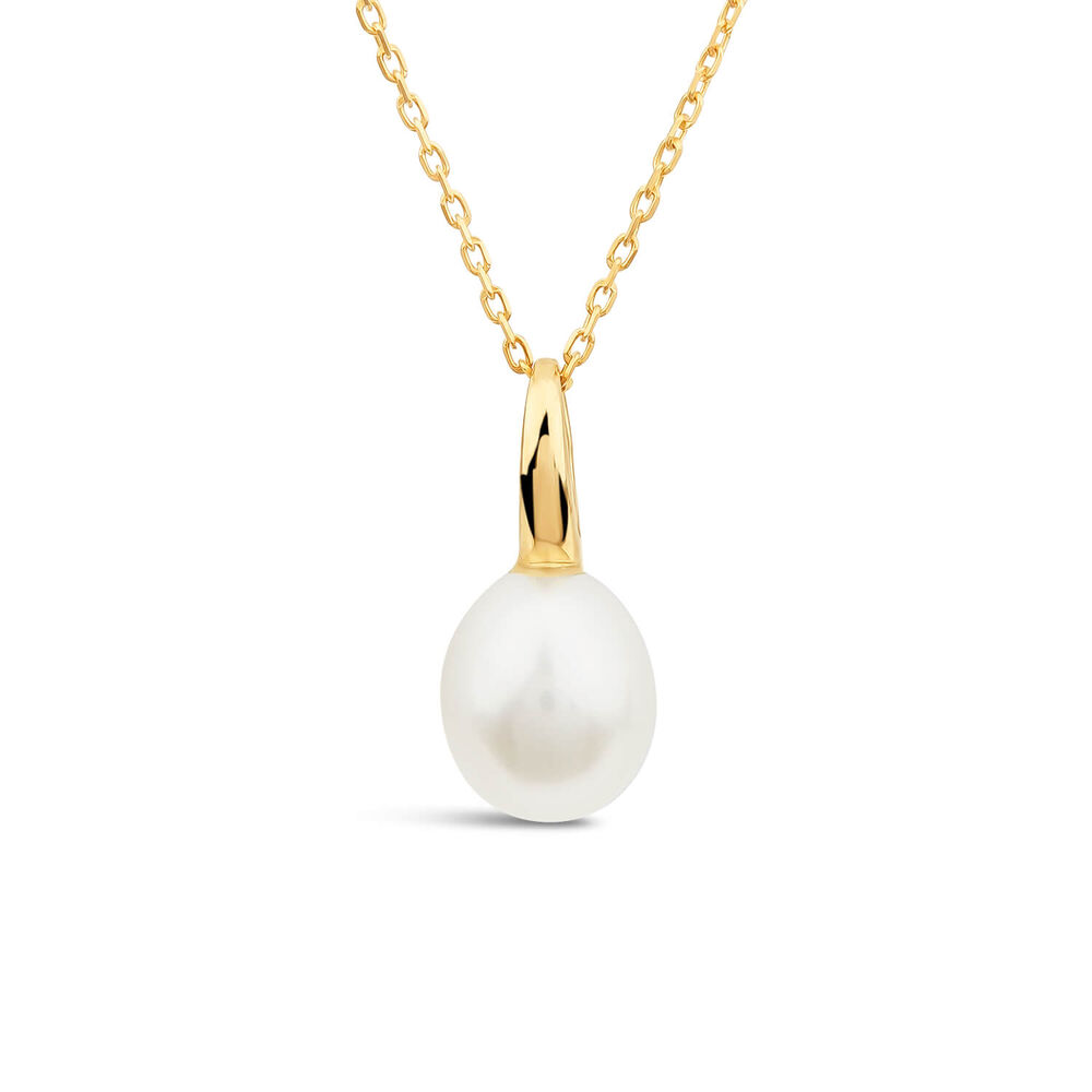 9ct Yellow Gold Polished Pearl Pendant (Chain Included)