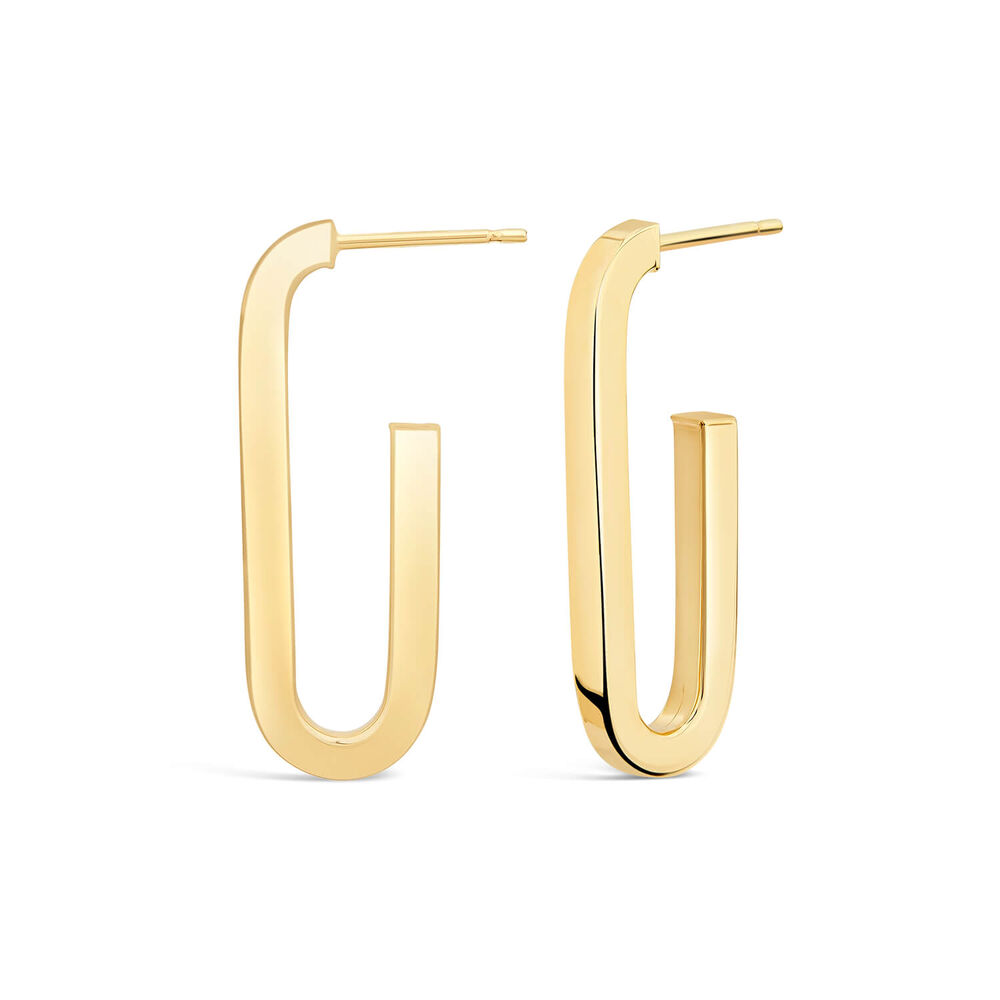 Silver & Yellow Gold Plated "J" Shaped Hoop Earrings image number 0