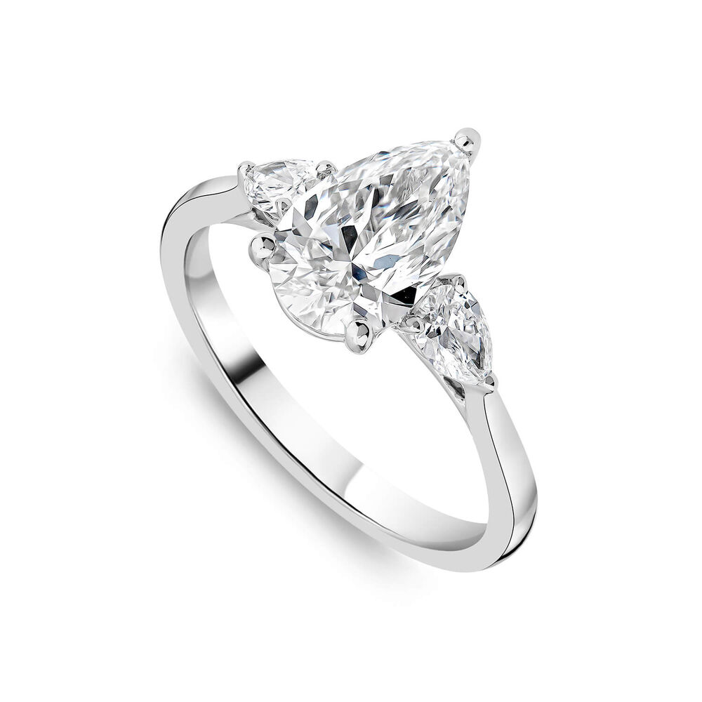 Born Platinum 1.80ct Lab Grown Pear Centre & Sides Diamond Ring