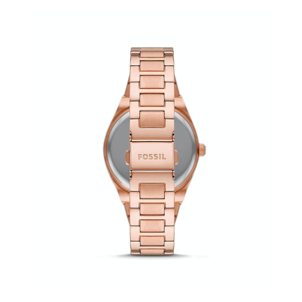 Fossil Scarlette 38mm Rose Dial Rose Gold PVD Bracelet Watch