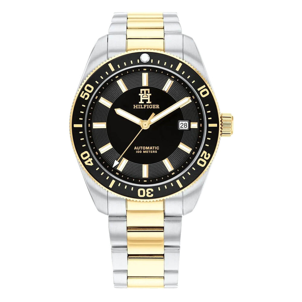 Tommy Hilfiger 40mm Black Dial & Bezel Two-Tone Steel Bracelet Watch image number 0