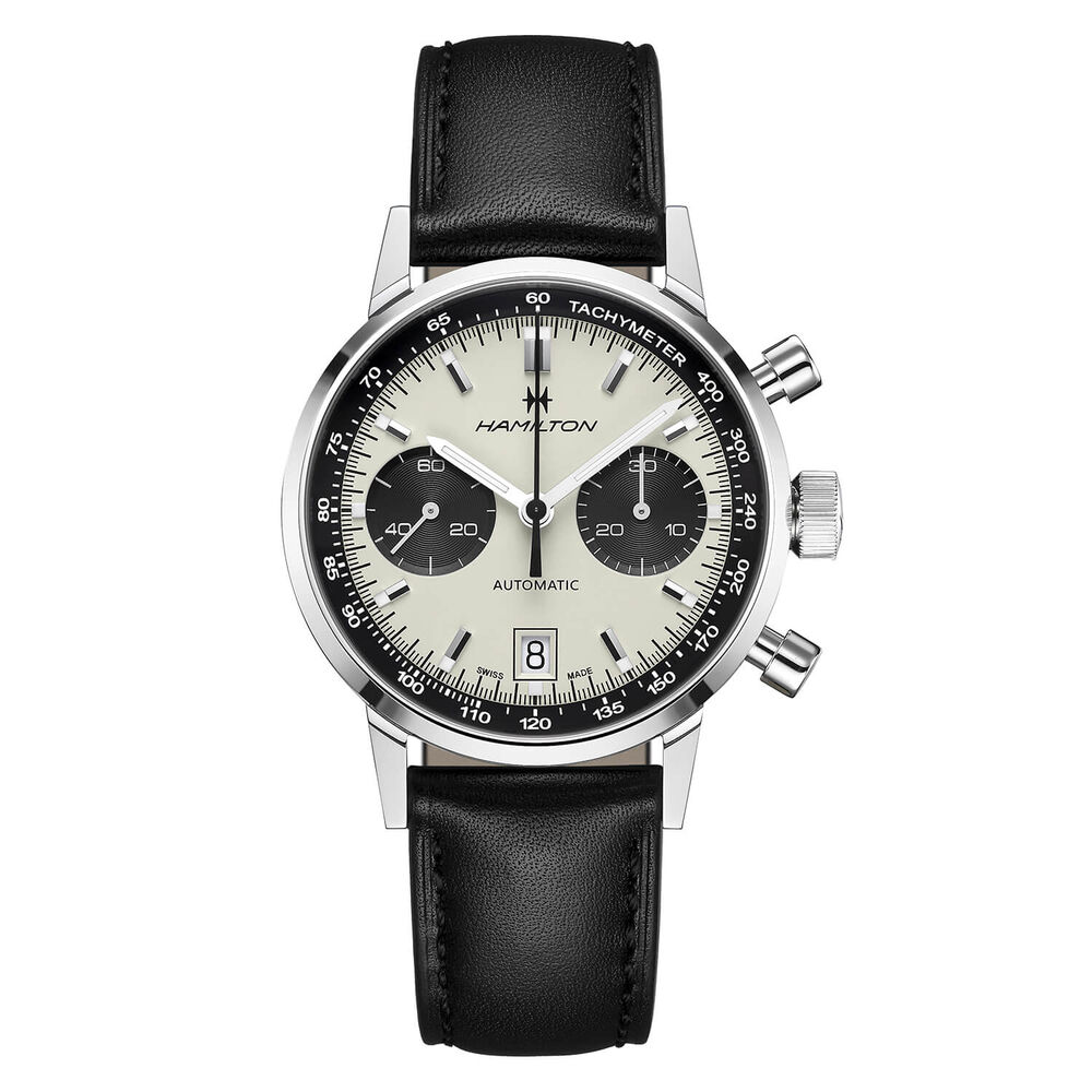 Hamilton American Classic Intra-Matic Auto 40mm Panda Dial Black Leather Strap Watch