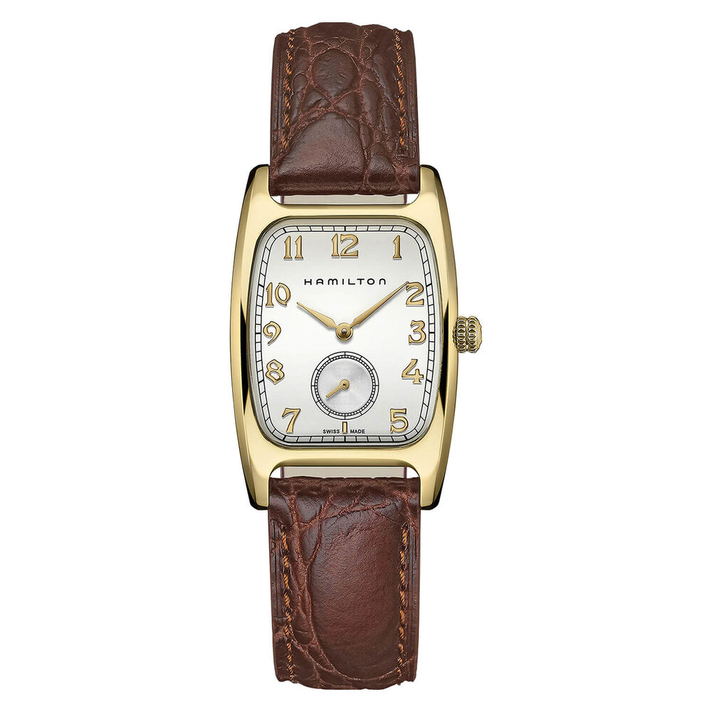 Hamilton American Classic Boulton Quartz 27mm x 31,6mm White Dial Brown Leather Strap Watch