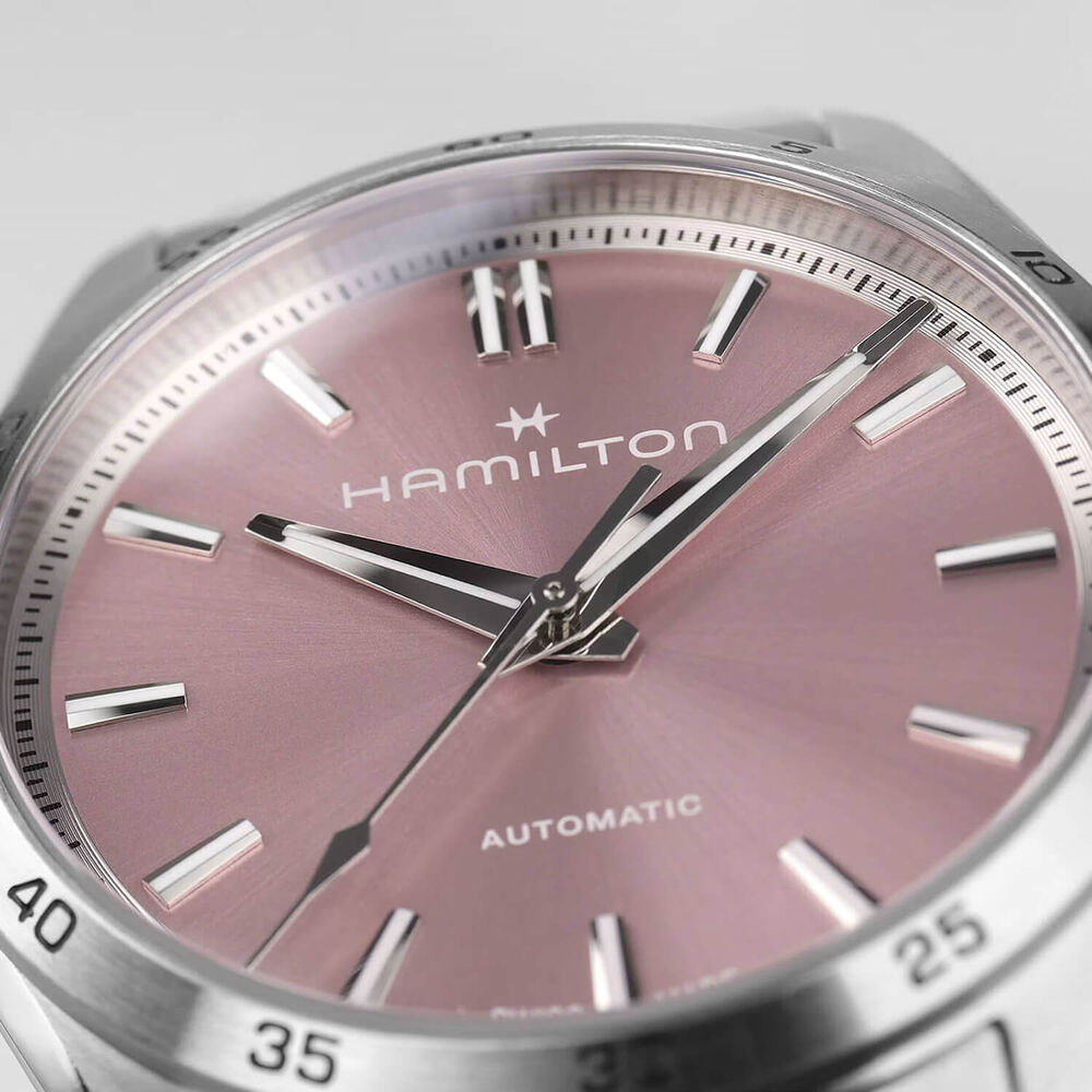 Hamilton Jazzmaster Performer Auto 34mm Pink Dial Steel Bracelet Watch image number 1