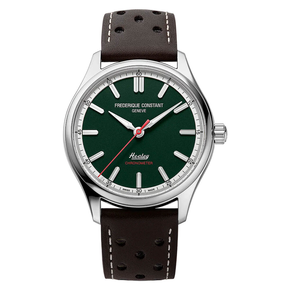 Frederique Constant Vintage Rally Healy 40mm Green Dial Brown Leather Strap Watch