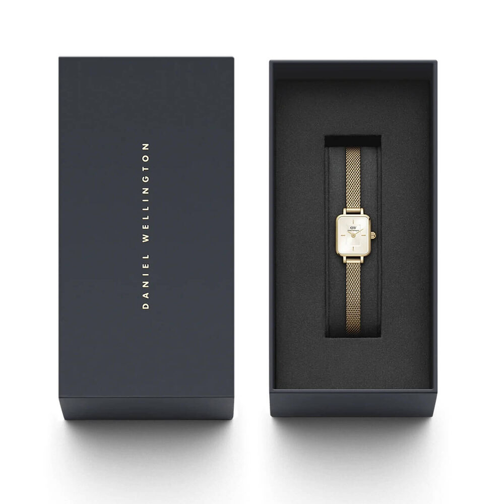 Daniel Wellington Micro 15,5x18mm Beige Dial Yellow Gold Mesh Bracelet Watch image number 4