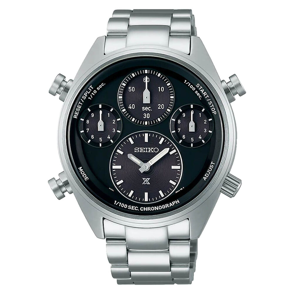 Seiko Prospex Speedtimer Solar Chronograph 42mm Black Dial Steel Bracelet Watch