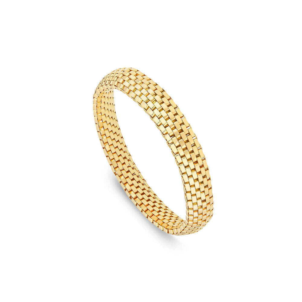 Silver & Yellow Gold Plated Wide Woven Brick Link Bracelet image number 0